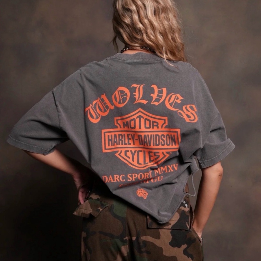 Harley-Davidson Charcoal Tee with Wolf and Logo